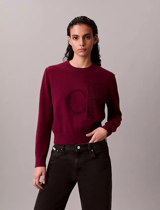 Smooth Cotton Chenille Monogram Sweater Smooth Cotton Chenille Monogram Sweater