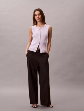 Smooth Cotton Rib Button-Down Tank Top