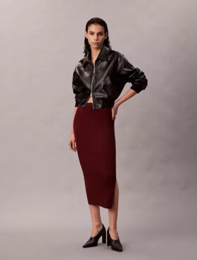 Smooth Cotton Rib Midi Skirt