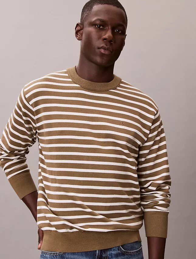 Smooth Cotton Stripe Easy Sweater Smooth Cotton Stripe Easy Sweater