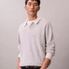Smooth Cotton Waffle Polo Sweater