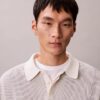 Smooth Cotton Waffle Polo Sweater
