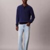 Smooth Cotton Waffle Polo Sweater