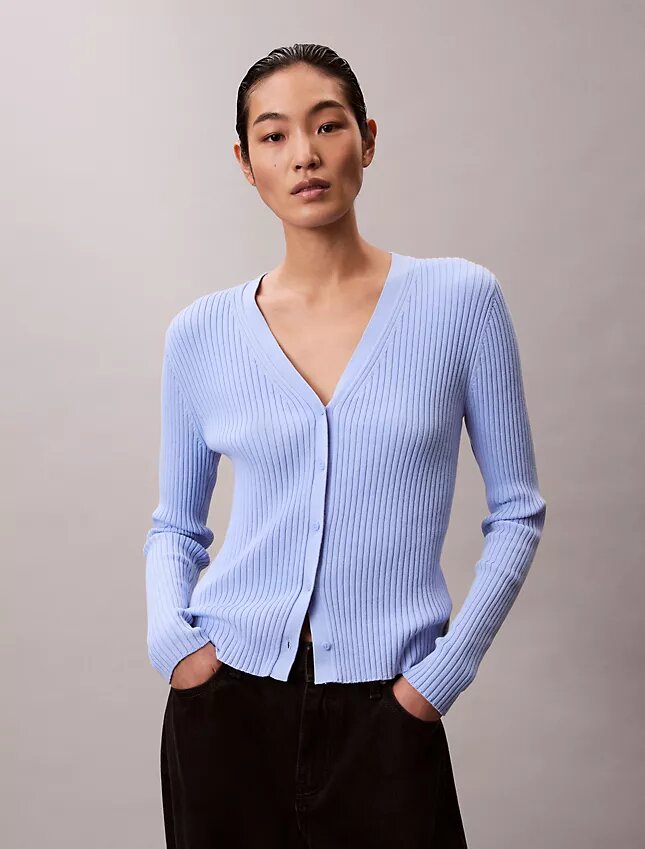 Smooth Variegated Rib Sweater Cardigan Smooth Variegated Rib Sweater Cardigan