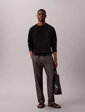 Straight Chambray Pull-On Pants