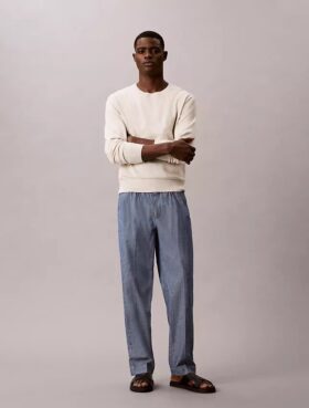 Straight Chambray Pull-On Pants