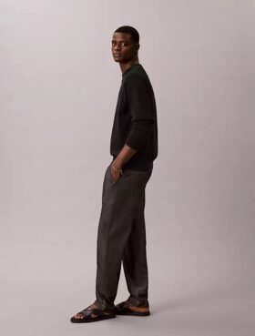 Straight Chambray Pull-On Pants