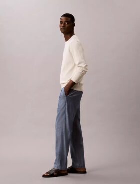 Straight Chambray Pull-On Pants