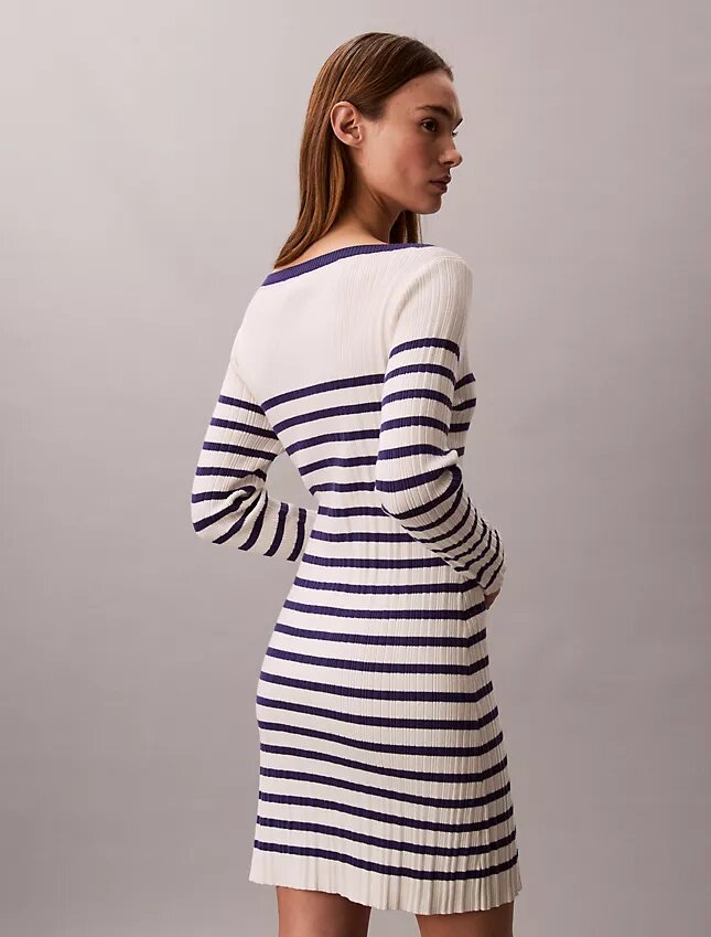 Stripe Long Sleeve Rib Mini Dress Stripe Long Sleeve Rib Mini Dress