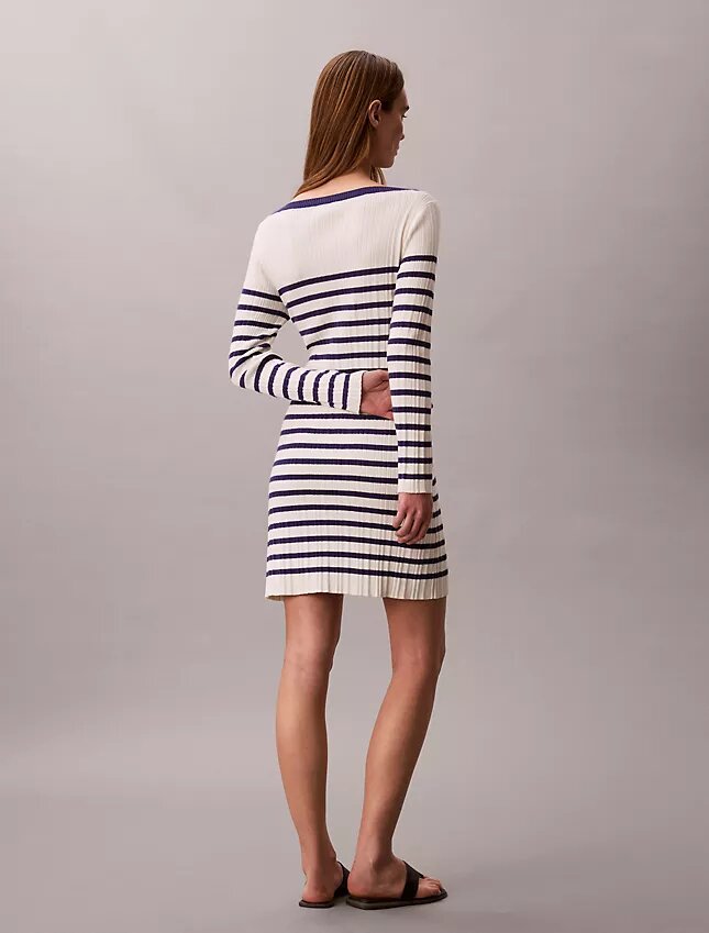 Stripe Long Sleeve Rib Mini Dress Stripe Long Sleeve Rib Mini Dress