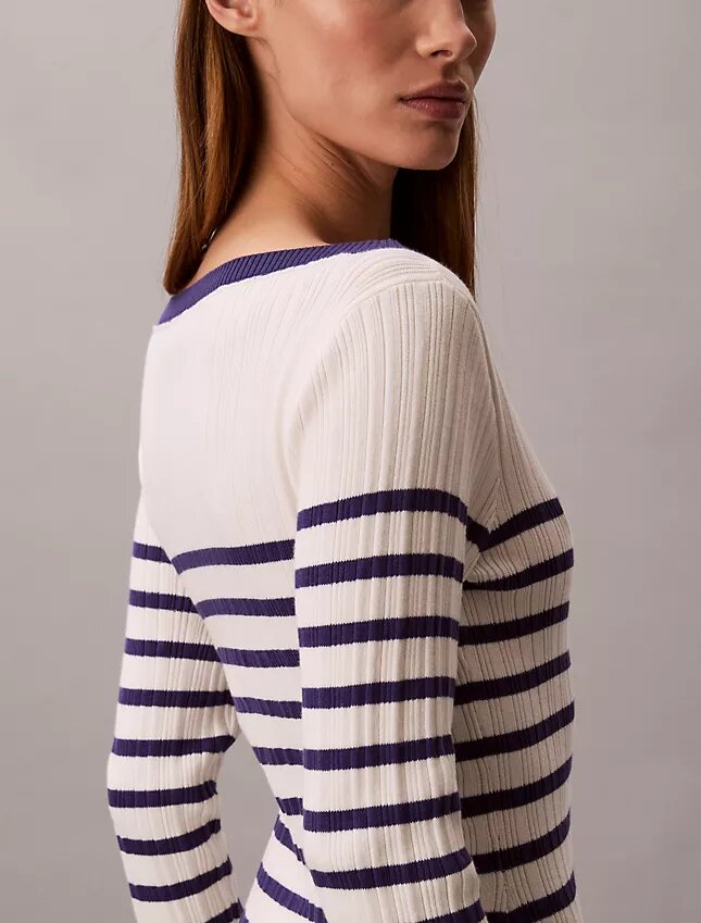 Stripe Long Sleeve Rib Mini Dress Stripe Long Sleeve Rib Mini Dress