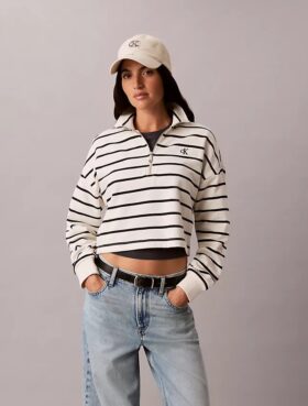 Striped Monogram Terry Cropped Top
