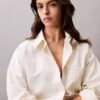 Viscose Blend Relaxed Button-Down Shirt
