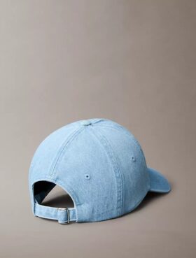 Washed Denim Embroidered Logo Baseball Cap