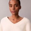 Wool Blend Boucle V-Neck Sweater