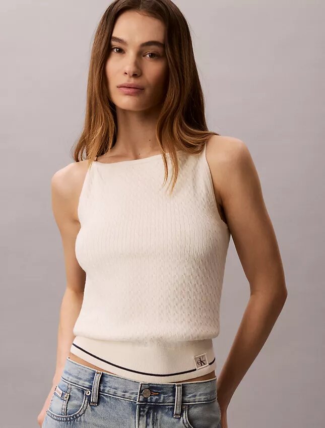 Woven Monologo Cable Knit Tank Woven Monologo Cable Knit Tank