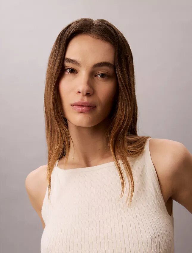 Woven Monologo Cable Knit Tank Woven Monologo Cable Knit Tank