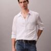 Yarn-Dyed Stripe Crinkle Relaxed Button-Down Shirt